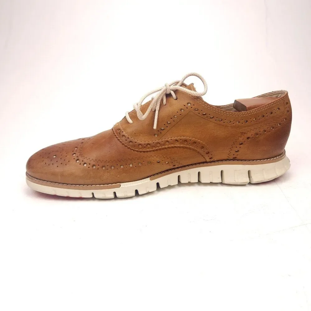 Cole Haan Men's Zerogrand Wingtip Oxford British Tan/Ivory Size 11 M C35186